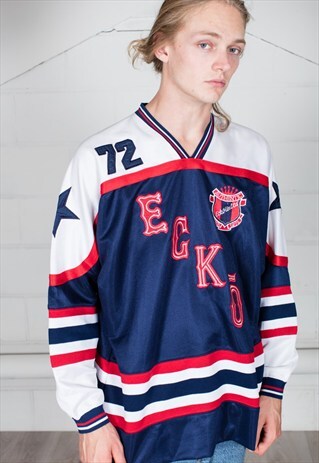 VINTAGE ECKO UNLTD 72 BLUE LONG SLEEVE UNISEX JERSEY