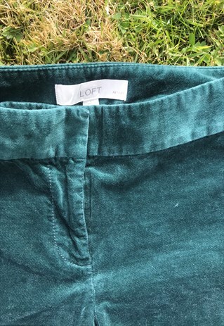 VINTAGE 90'S ANKLE GRAZER FOREST GREEN VELVET TROUSERS