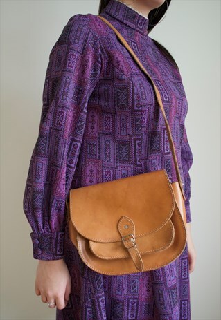 VINTAGE 70'S LEATHER SATCHEL BAG