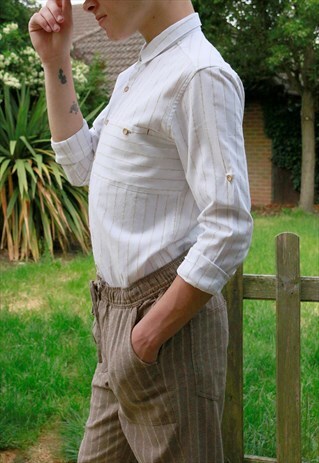 LINEN STRIPES TROUSERS