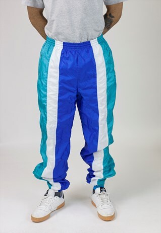 VINTAGE 90'S BLUE PATTERNED SHELL BOTTOMS