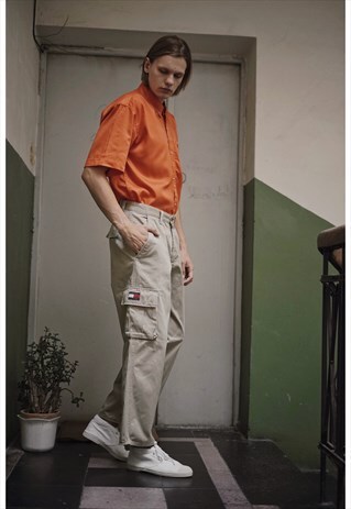 TOMMY HILFIGER WORKWEAR BEIGE TROUSERS WITH POCKETS FROM 90S