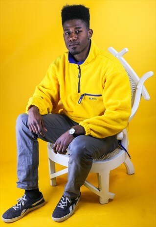 1/2 ZIP YELLOW SPORTS FLEECE WITH BLUE DETAILS