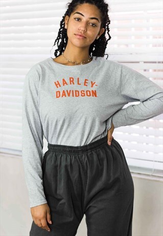 VINTAGE HARLEY-DAVIDSON LONGSLEEVE T-SHIRT LOGO 90S XL 7.5