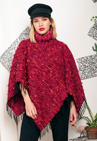 90S VINTAGE FRINGE PONCHO