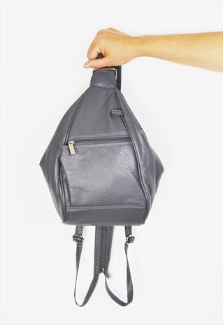 GREY LEATHER VINTAGE BACKPACK BAG