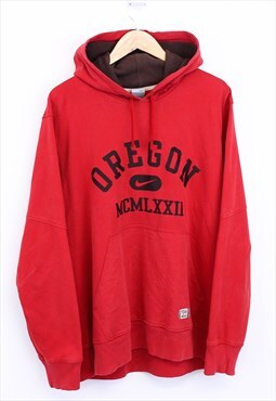 Vintage Nike Oregon Hoodie Red With Spell Out Print 90s