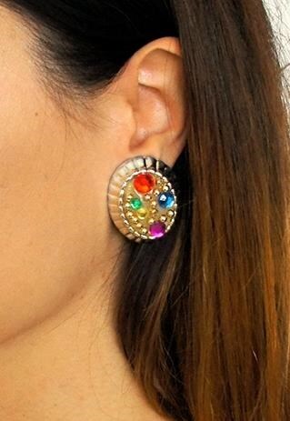 VINTAGE MULTI COLOUR CLIP ON EARRINGS