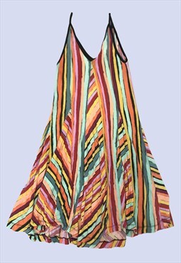 FCUK Multicoloured Striped Strappy Mini Summer Dress