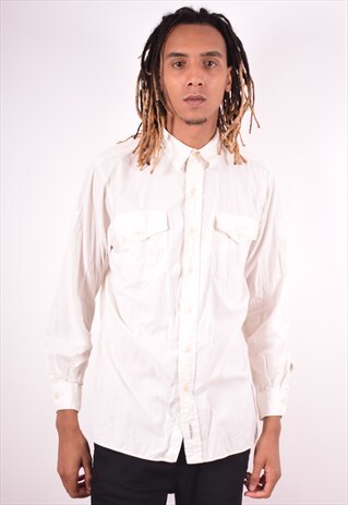 POLO SPORT RALPH LAUREN MENS VINTAGE SHIRT MEDIUM WHITE 90S