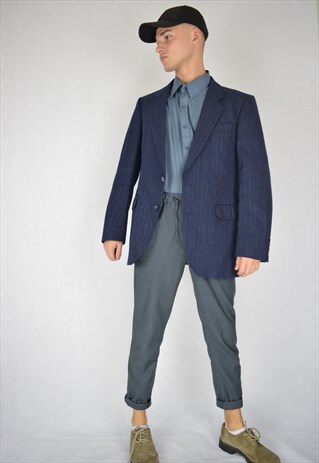 VINTAGE BLUE STRIPED CLASSIC BLAZER
