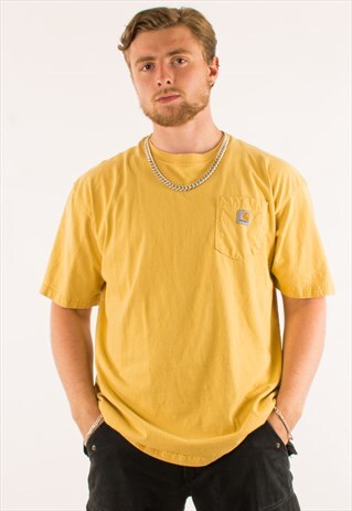 VINTAGE YELLOW CARHARTT POCKET TEE T-SHIRT