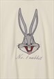 BUNNY CARTOON T-SHIRT RABBIT TEE GRUNGE PATCH TOP IN CREAM