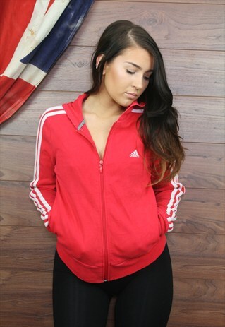 VINTAGE ADIDAS 90'S HOODIE RED SMALL 42
