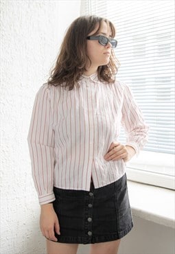 Vintage 70's White Striped Textured Blouse