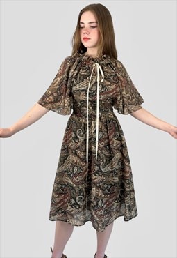 70's Vintage Fiona Dresses Brown Floral Ladies Dress