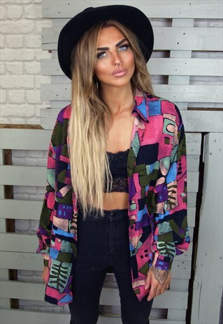 FUNKY ABSTRACT PRINT VINTAGE LONG SLEEVED SHIRT