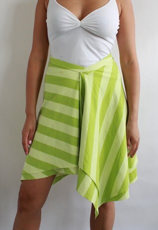 LIME GREEN PLEATED WRAP STYLE SKIRT