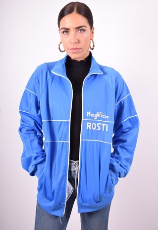WOMENS VINTAGE TRACKSUIT TOP JACKET LARGE BLUE 90'S