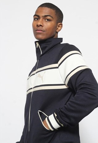 VINTAGE PUMA TRACK JACKET BLACK FOOTBALL