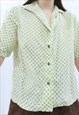 90S VINTAGE YELLOW PATTERNED SHIRT BLOUSE (SIZE S)