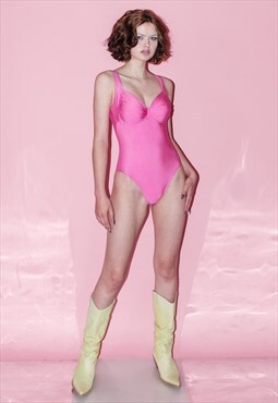 90's Vintage Barbiegirl one piece swimsuit in hot pink