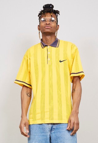 VINTAGE 80'S NIKE YELLOW MESH POLO T-SHIRT
