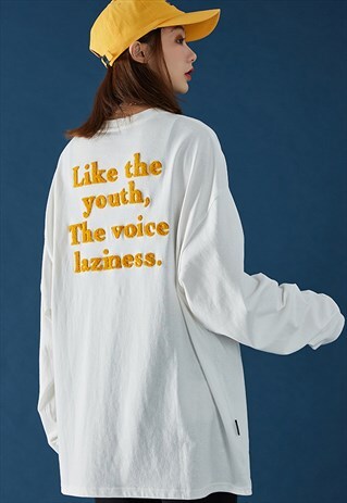 WHITE THE VOICE LAZINESS LONG SLEEVE T SHIRT UNISEX