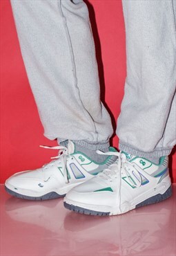 90's Vintage cool college boy trainers in white & green