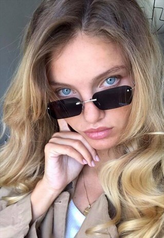 RIMLESS SUNGLASSES IN SILVER BLACK