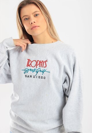 VINTAGE CHAMPION EMBROIDERED SWEATSHIRT GREY