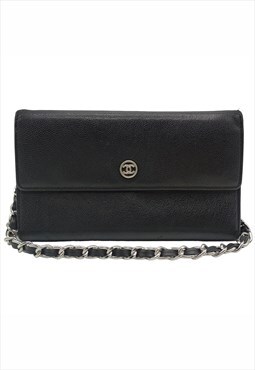 Vintage Chanel Wallet Reworked, Caviar Leather CC logo