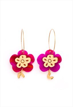Fuchsia Flower Handade Earrings