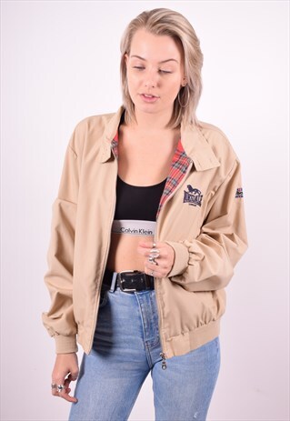 LONSDALE WOMENS VINTAGE BOMBER JACKET MEDIUM BEIGE 90'S