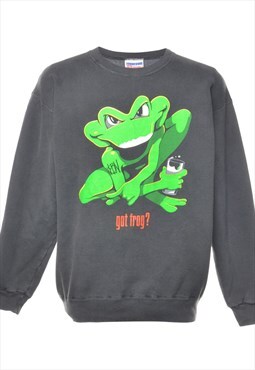 Vintage Got Frog Printed Sweatshirt - M
