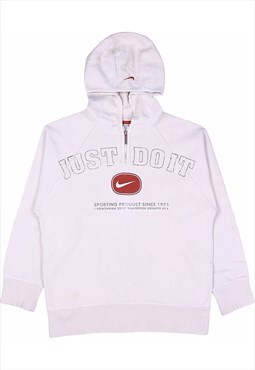 Nike 90's Just Do It Spellout Quarter Zip Hoodie Large Brown