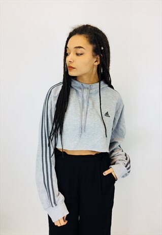 ADIDAS CLASSIC 3 STRIPE CROPPED HOODIE