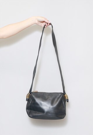 VINTAGE 1980'S BLUE MAZZINI LEATHER SHOULDER BAG
