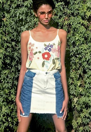 AMELIA - DENIM REWORKED 5 POCKET SKIRT