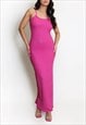 TEXTURED SLEEVELESS MAXI DRESS IN PINK 