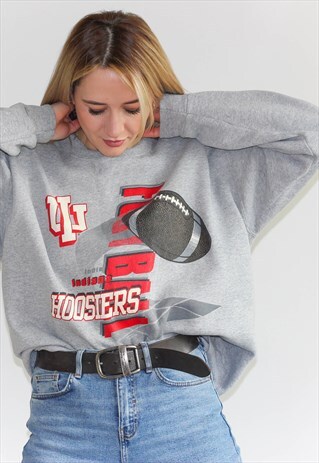 VINTAGE 90'S INDIANA HOOSIERS GREY BASKETBALL SWEATSHIRT