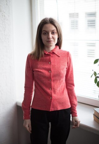 VINTAGE 70'S RED PATTERNED SHIRT