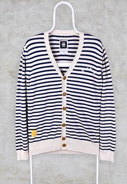 G-Star Raw Striped Cardigan Beige & Navy Large