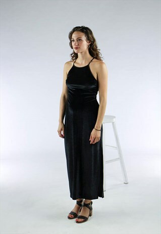 BLACK MAXI DRESS / STRAIGHT SLEEVELESS DRESS