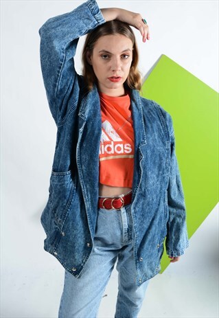 VINTAGE ACID WASH DENIM JACKET IN BLUE