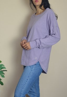 Vintage Plain Soft Lilac Sweatshirt w Curved Hem & Piping