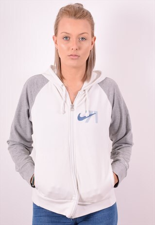 NIKE WOMENS VINTAGE HOODIE JACKET XL WHITE 90S