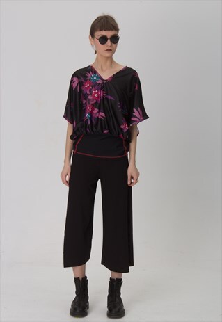 REWORKED 70S FLORAL SPORTY BLOUSE