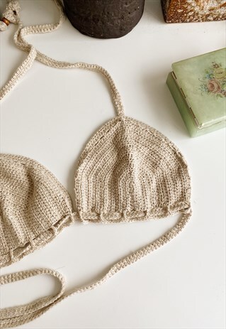 NUDE 70S STYLE CHIC FESTIVAL CROCHET BRALET BIKINI CROP TOP