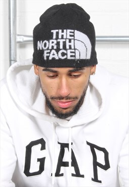 Vintage The North Face Beanie in Black Knitted Winter Hat 